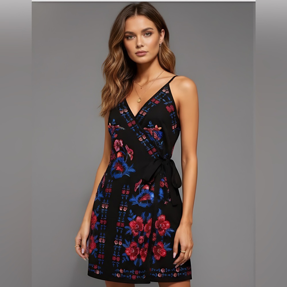 Floral Print Wrap Dress